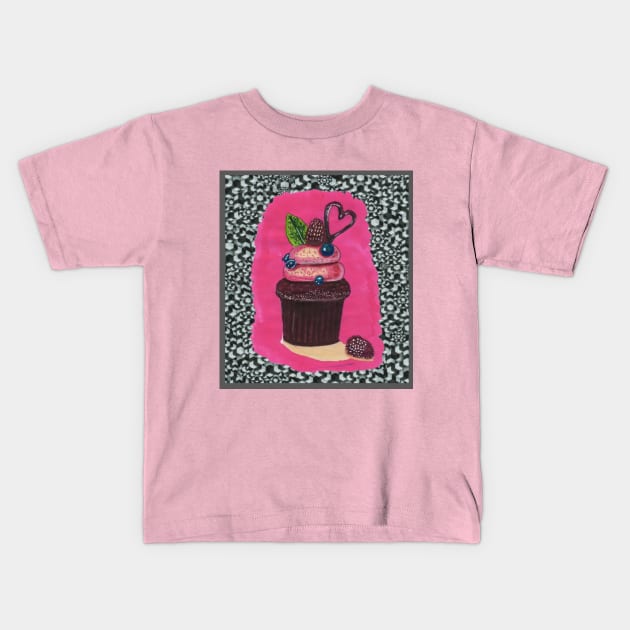 Muffin with Berries Kids T-Shirt by Mila-Ola_Art